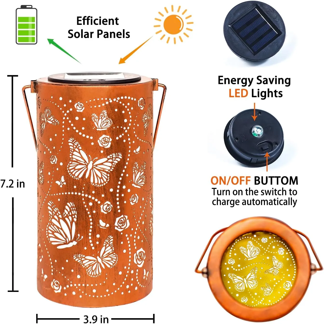 Butterfly Solar Lanterns Outdoor Waterproof Hanging Solar Lights Butterfly Gifts for Women Men Metal Decorative LED Lanterns for Garden Decor,Yard,Patio,Lawn,Tabletop,Pathway,Landscape