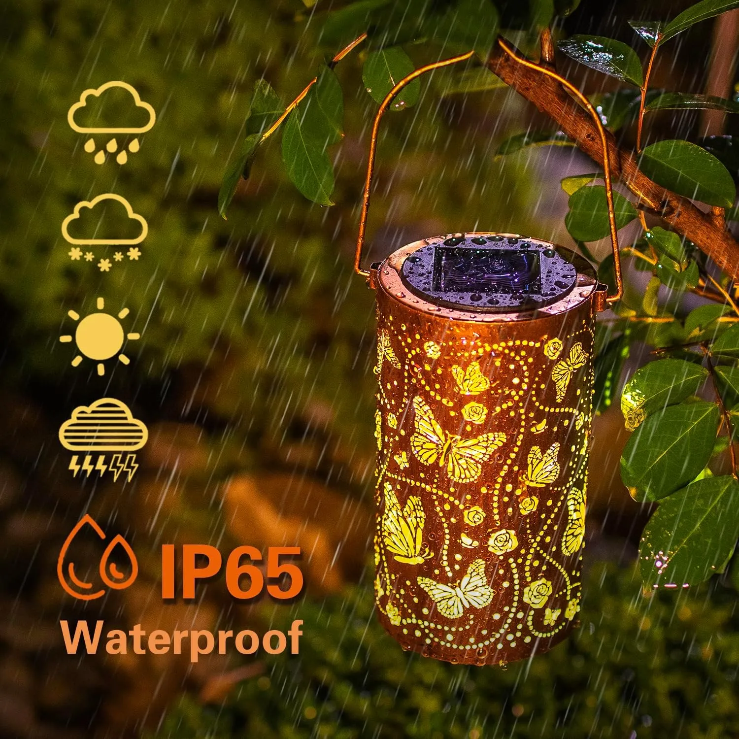 Butterfly Solar Lanterns Outdoor Waterproof Hanging Solar Lights Butterfly Gifts for Women Men Metal Decorative LED Lanterns for Garden Decor,Yard,Patio,Lawn,Tabletop,Pathway,Landscape