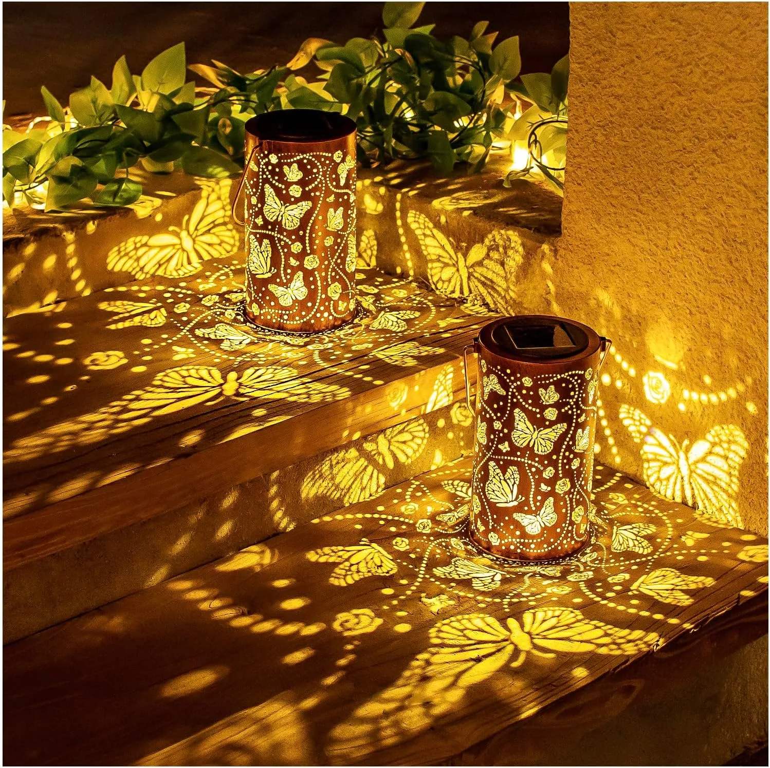 Butterfly Solar Lanterns Outdoor Waterproof Hanging Solar Lights Butterfly Gifts for Women Men Metal Decorative LED Lanterns for Garden Decor,Yard,Patio,Lawn,Tabletop,Pathway,Landscape