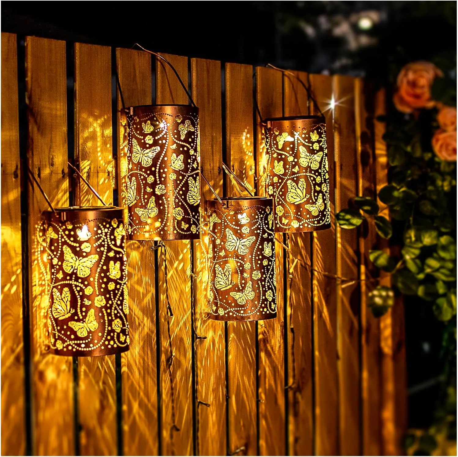 Butterfly Solar Lanterns Outdoor Waterproof Hanging Solar Lights Butterfly Gifts for Women Men Metal Decorative LED Lanterns for Garden Decor,Yard,Patio,Lawn,Tabletop,Pathway,Landscape
