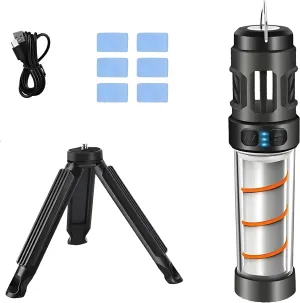 Buzz Defense Portable, 3-in-1 BuzzDefense Portable Camping Light with Tripod, IPX5 Waterproof & USB-C Fast Charging Camping Lantern, Five Adjustable Levels for Outdoor Picnic Camp Angling