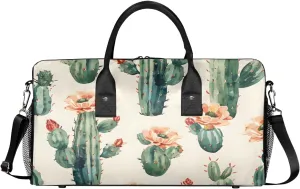 Cactus Travel Duffle Bag for Women Men Foldable Waterproof Weekender Bag Carry on Tote for Overnight Sports Gym Tropical Cactus