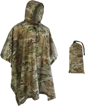 Camo Rain Poncho, Multi Use Waterproof Rain Coat
