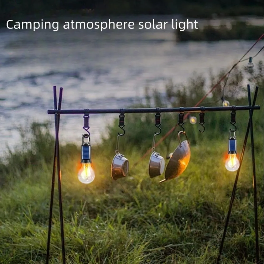 Camp Bulbs, Camp Bulb Pack of 4, 3 Modes Solar Rechargeable Hooked Camping Light, Waterproof Tungsten Solar Lights Outdoor, for Hiking, Camping, Fishing (B, 3)