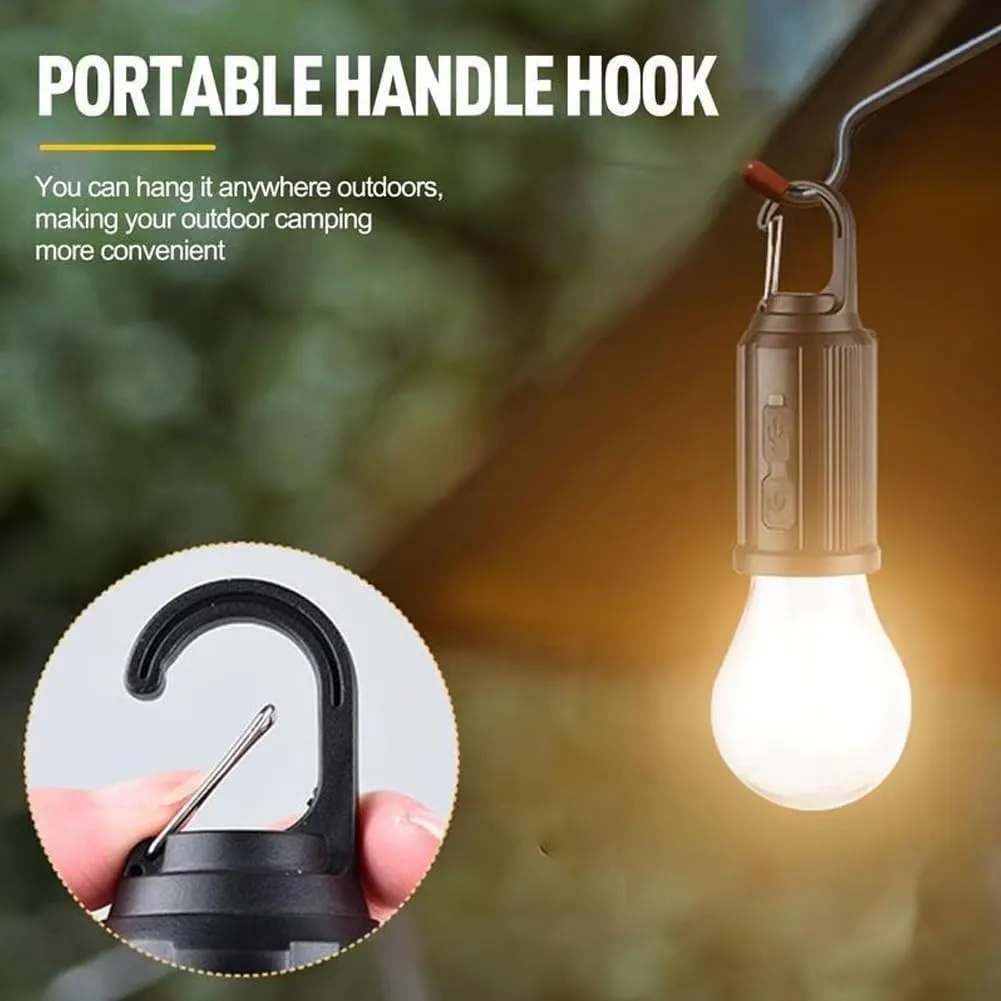 Camp Bulbs, Camp Bulb Pack of 4, 3 Modes Solar Rechargeable Hooked Camping Light, Waterproof Tungsten Solar Lights Outdoor, for Hiking, Camping, Fishing (B, 3)