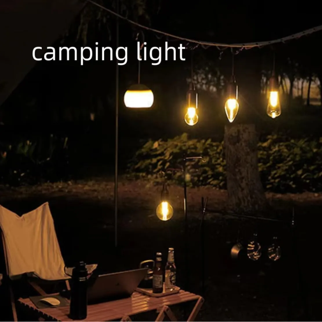 Camp Bulbs, Camp Bulb Pack of 4, 3 Modes Solar Rechargeable Hooked Camping Light, Waterproof Tungsten Solar Lights Outdoor, for Hiking, Camping, Fishing (B, 3)