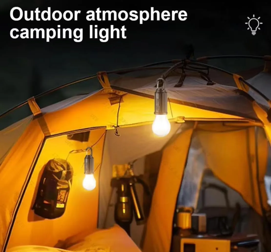 Camp Bulbs, Camp Bulb Pack of 4, 3 Modes Solar Rechargeable Hooked Camping Light, Waterproof Tungsten Solar Lights Outdoor, for Hiking, Camping, Fishing (B, 3)