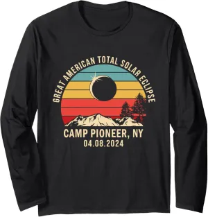 Camp Pioneer, NY New York Total Solar Eclipse 2024 Long Sleeve T-Shirt