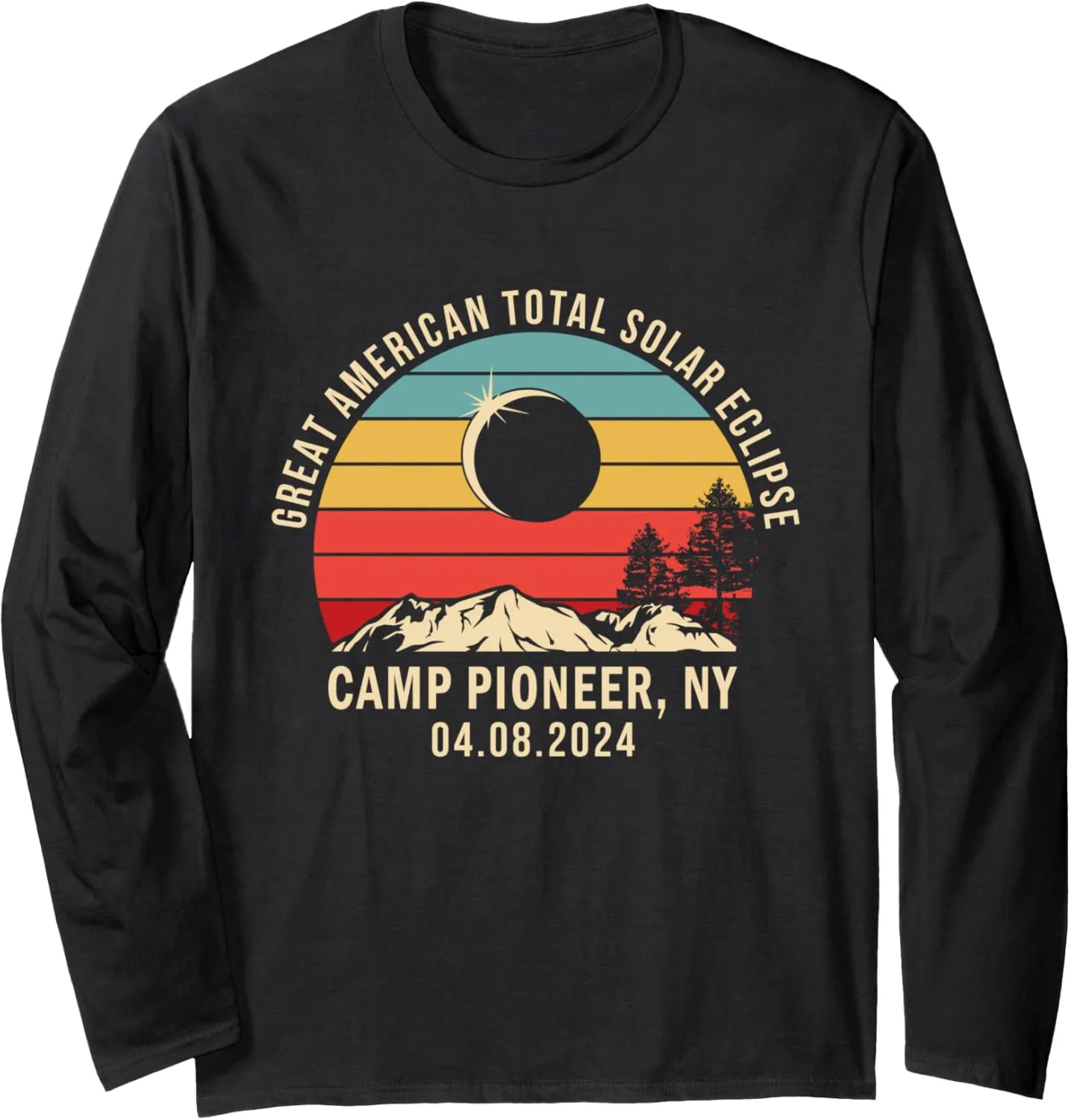 Camp Pioneer, NY New York Total Solar Eclipse 2024 Long Sleeve T-Shirt