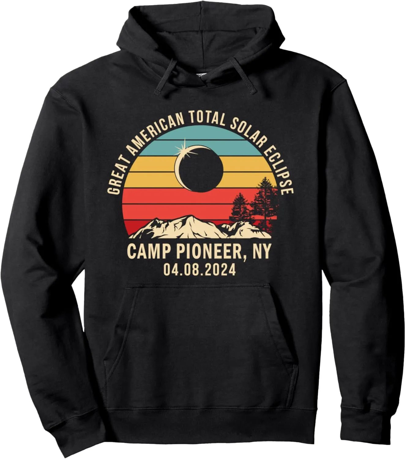 Camp Pioneer, NY New York Total Solar Eclipse 2024 Pullover Hoodie