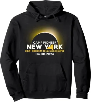 Camp Pioneer, NY New York Total Solar Eclipse 2024 Pullover Hoodie