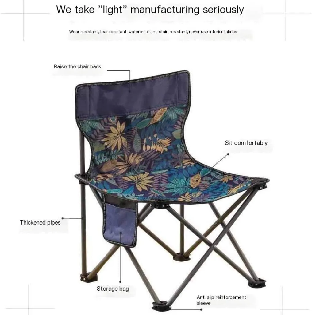 Camp Stool Camping Folding Moon Chair Chair Outdoor Portable High Back Chair Home Dining Table Night Market Stall Camping Stool(Black)