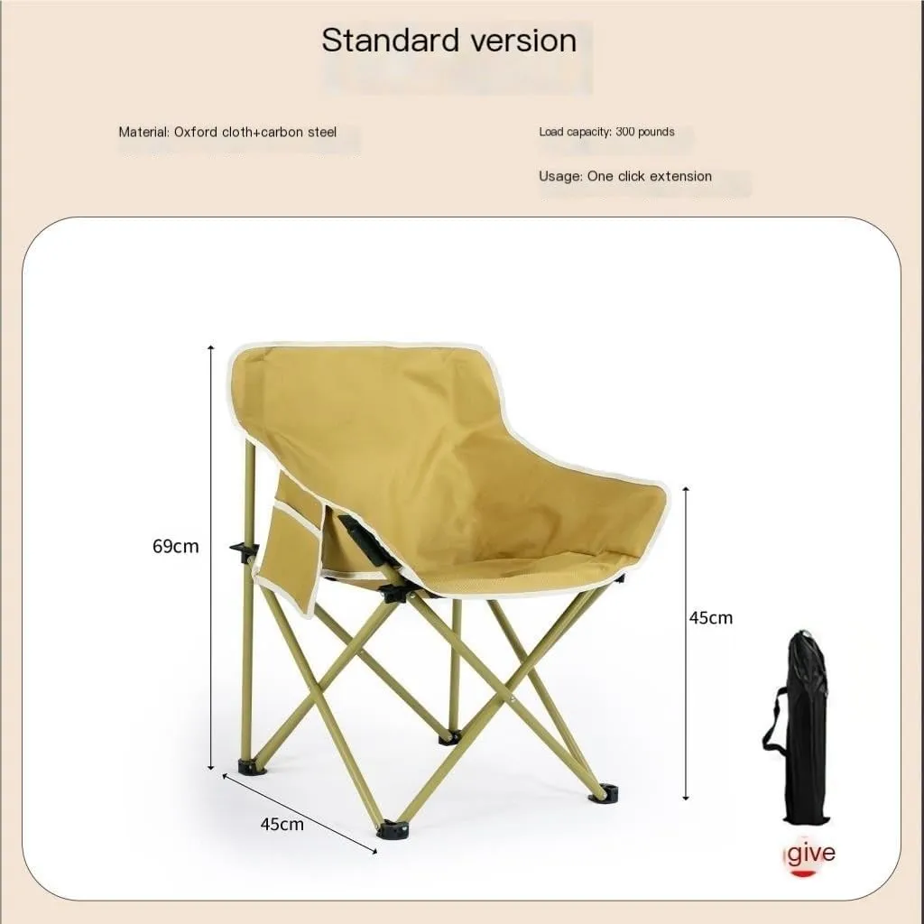 Camp Stool Camping Folding Moon Chair Chair Outdoor Portable High Back Chair Home Dining Table Night Market Stall Camping Stool(Black)