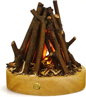 Campfire Night Light, USB Rechargeable Flameless Candles with Flickering Flame, 3-Mode LED Flame Light for Outdoor Camping Holiday Halloween Christmas Thanksgiving Table Yard Decorations