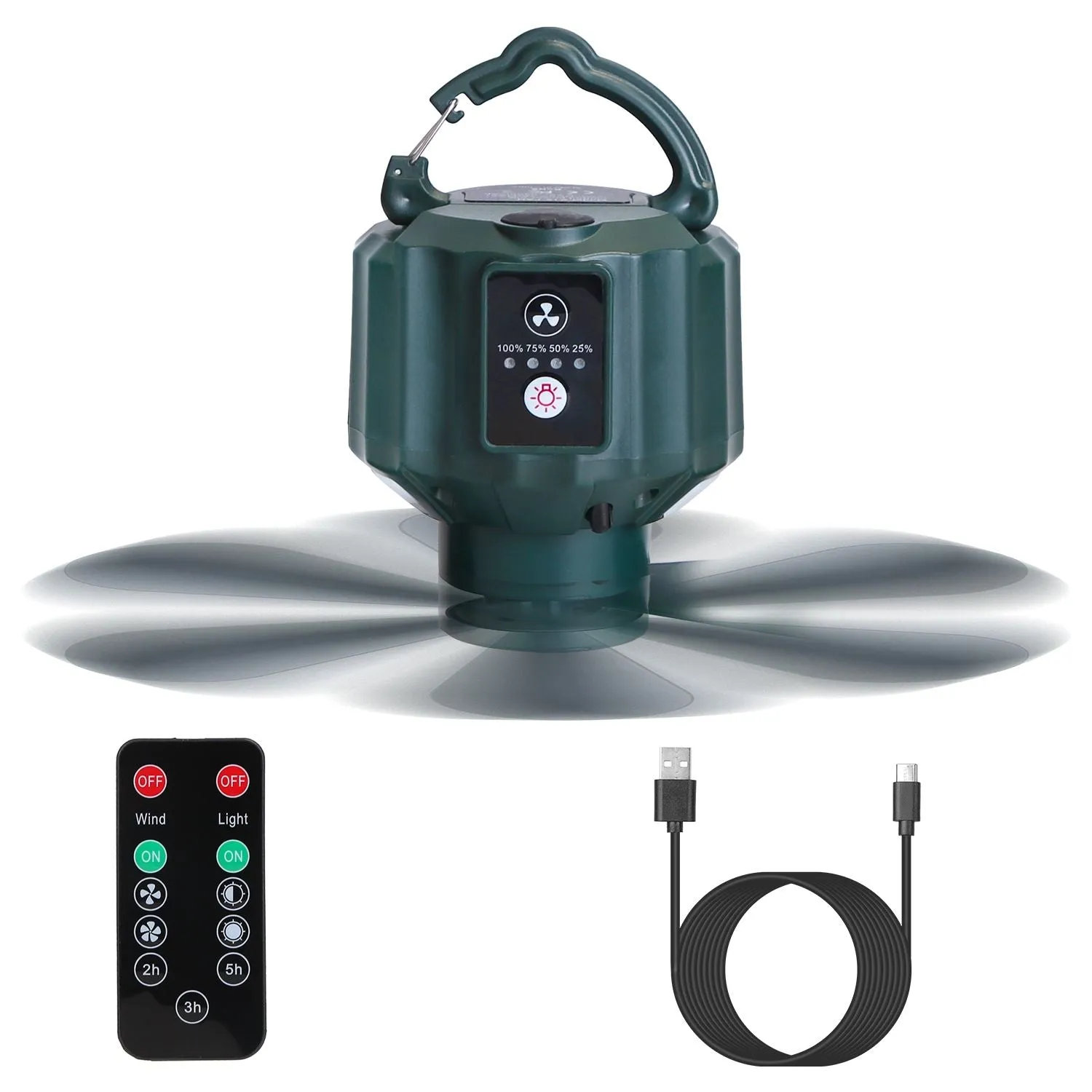 CampGlow 3-in-1 Tent Fan Lantern & Power Bank (5200mAh / 10400mAh)