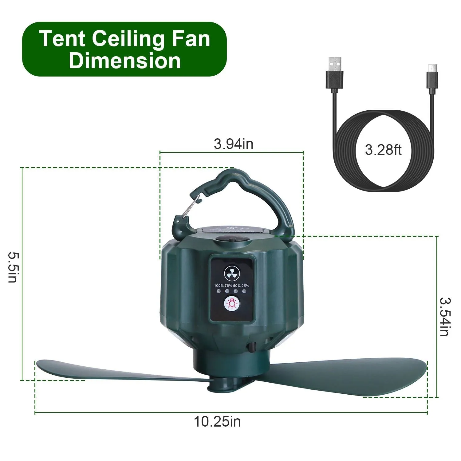 CampGlow 3-in-1 Tent Fan Lantern & Power Bank (5200mAh / 10400mAh)