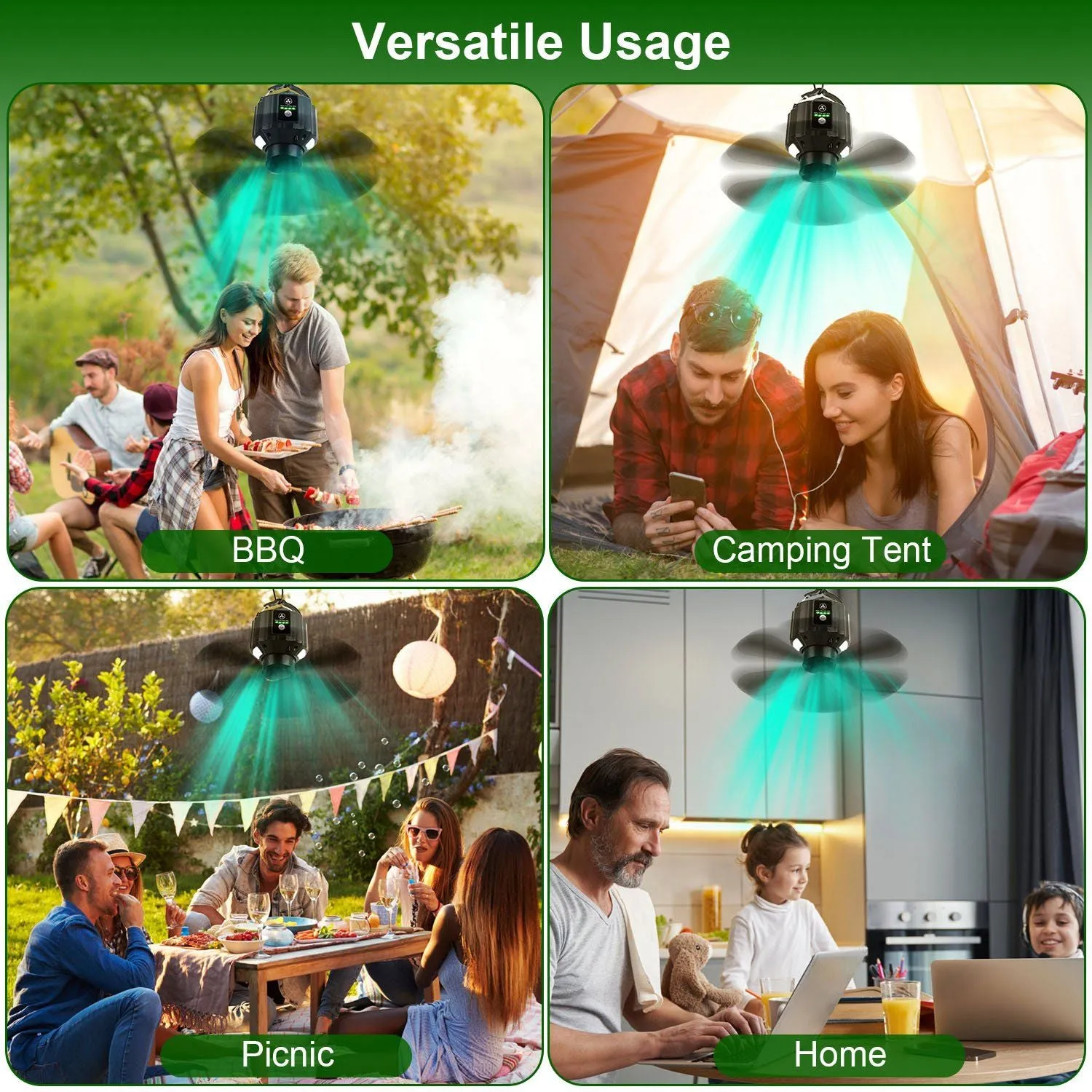 CampGlow 3-in-1 Tent Fan Lantern & Power Bank (5200mAh / 10400mAh)