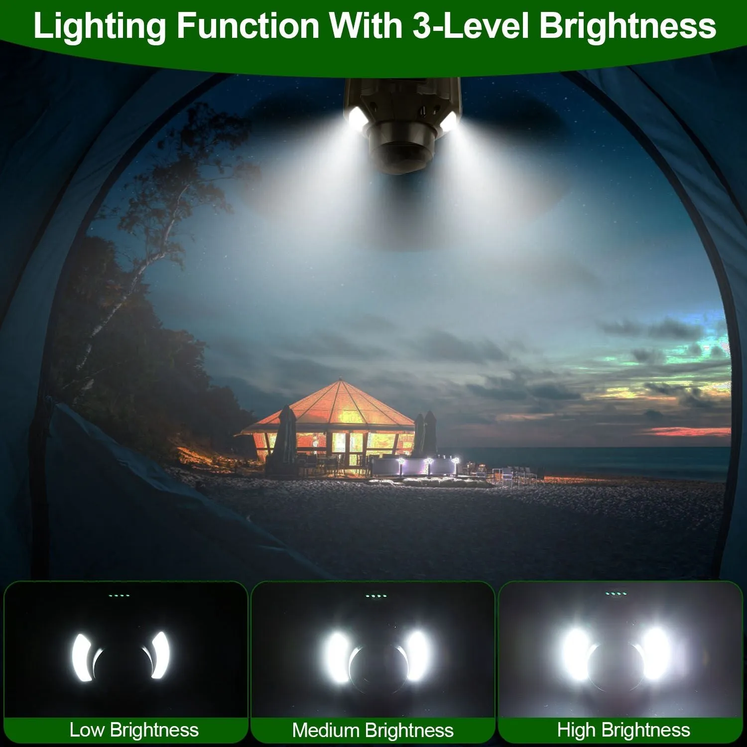 CampGlow 3-in-1 Tent Fan Lantern & Power Bank (5200mAh / 10400mAh)