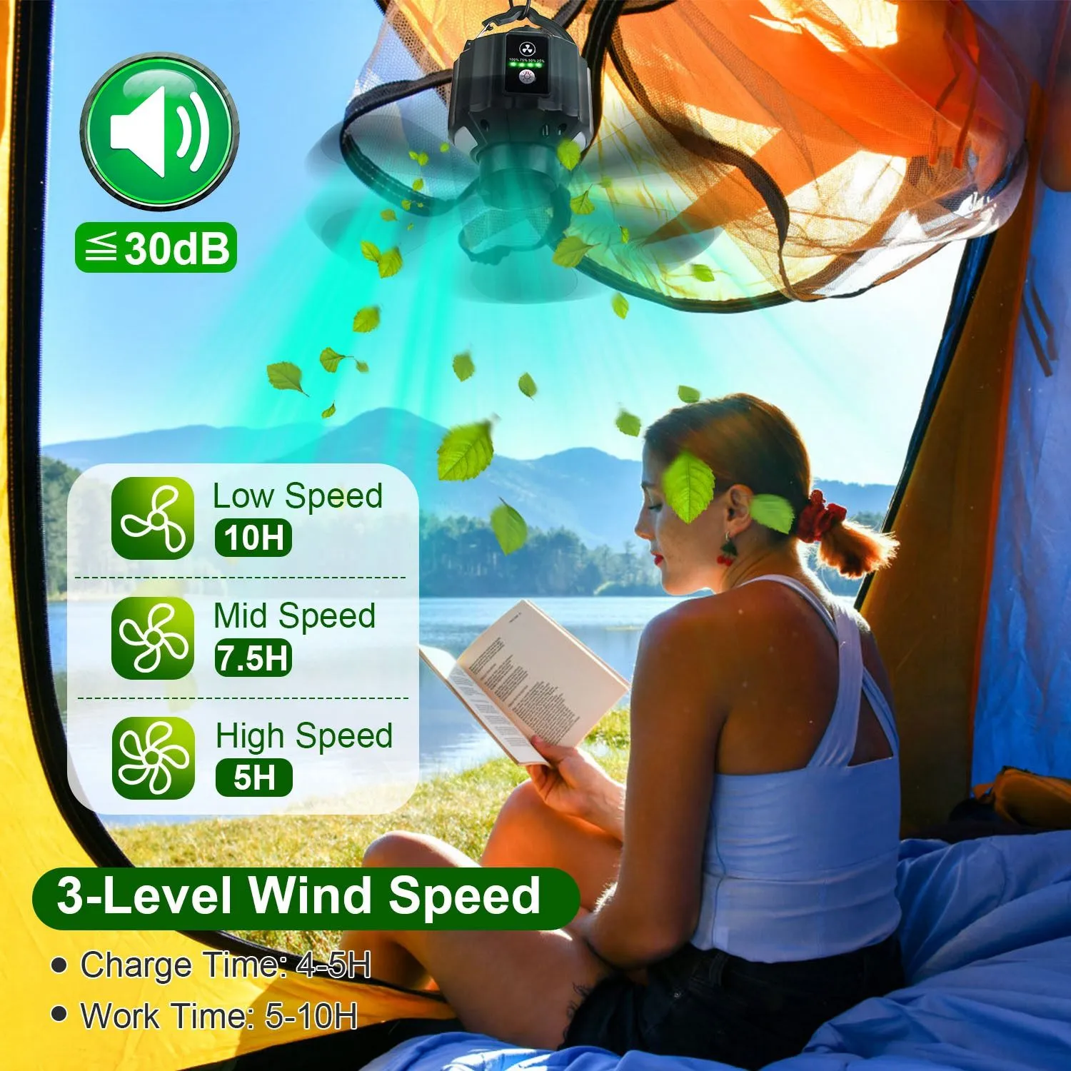 CampGlow 3-in-1 Tent Fan Lantern & Power Bank (5200mAh / 10400mAh)