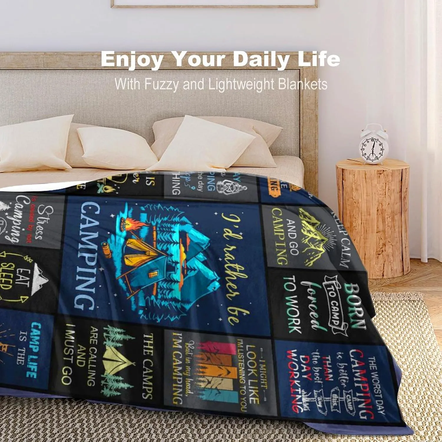 Camping Blanket Gifts for Men Woman Couples,Soft Cozy Camping Blankets and Throws RV Travel Hiking Bed Sofa,Cool Camper Gifts for Camping Lovers Campsite Outdoors 80"x60"
