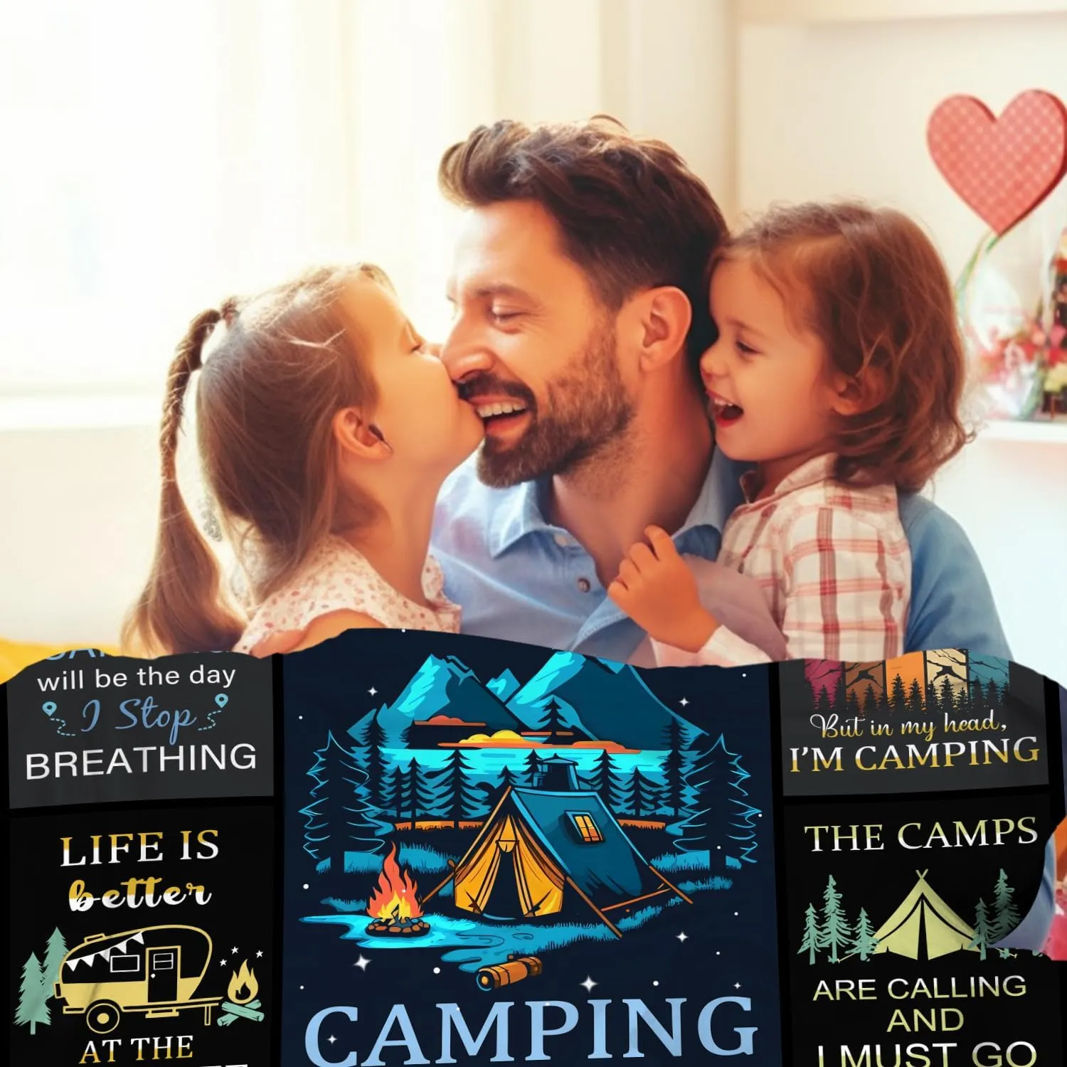 Camping Blanket Gifts for Men Woman Couples,Soft Cozy Camping Blankets and Throws RV Travel Hiking Bed Sofa,Cool Camper Gifts for Camping Lovers Campsite Outdoors 80"x60"