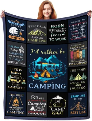 Camping Blanket Gifts for Men Woman Couples,Soft Cozy Camping Blankets and Throws RV Travel Hiking Bed Sofa,Cool Camper Gifts for Camping Lovers Campsite Outdoors 80"x60"