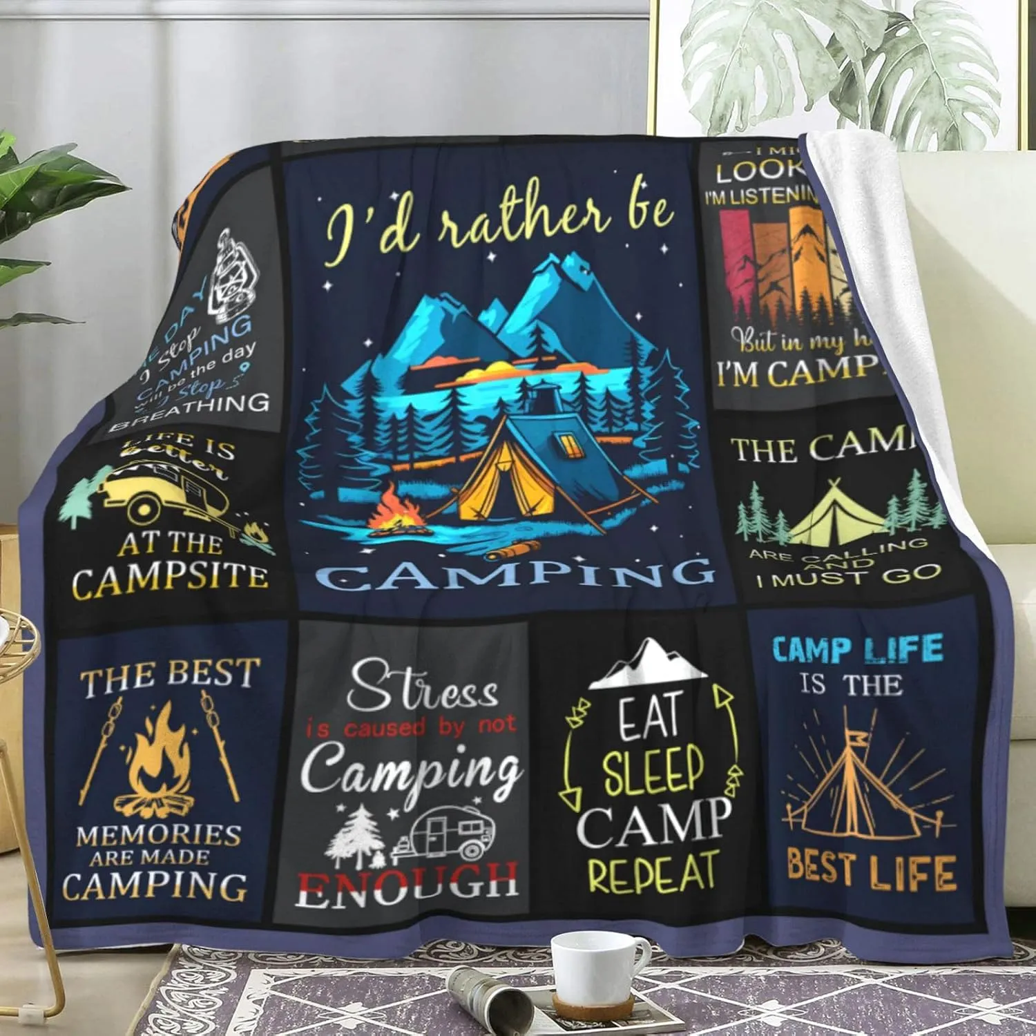 Camping Blanket Gifts for Men Woman Couples,Soft Cozy Camping Blankets and Throws RV Travel Hiking Bed Sofa,Cool Camper Gifts for Camping Lovers Campsite Outdoors 80"x60"