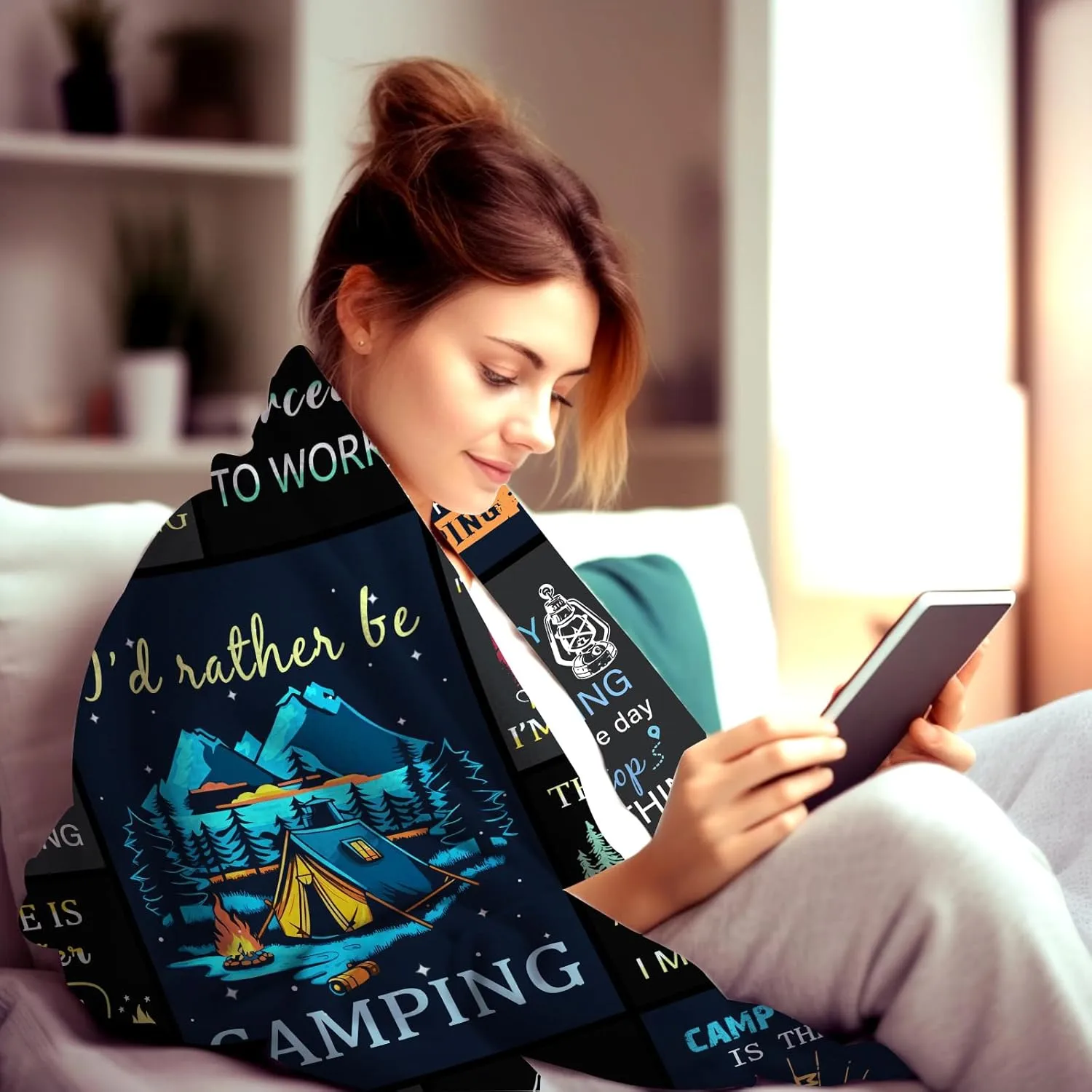 Camping Blanket Gifts for Men Woman Couples,Soft Cozy Camping Blankets and Throws RV Travel Hiking Bed Sofa,Cool Camper Gifts for Camping Lovers Campsite Outdoors 80"x60"
