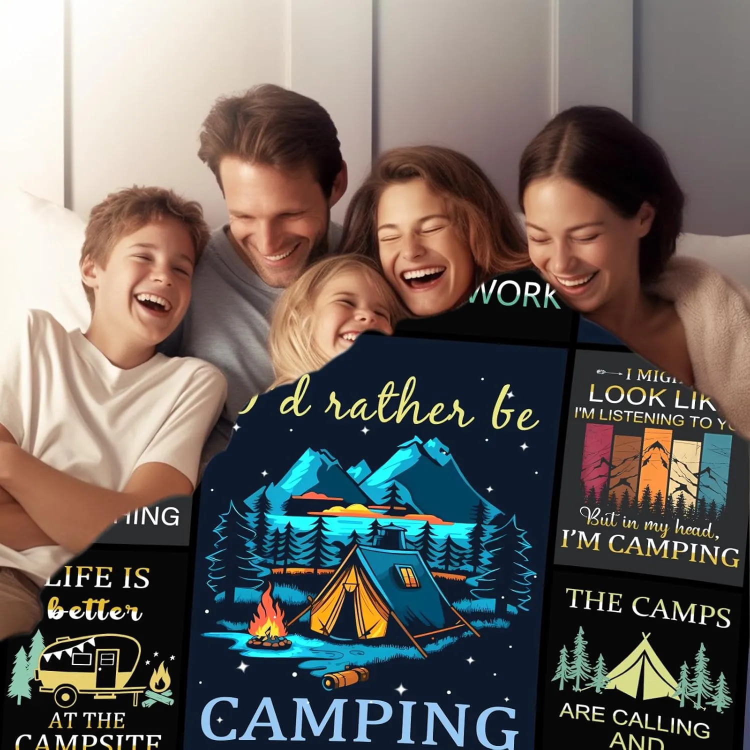 Camping Blanket Gifts for Men Woman Couples,Soft Cozy Camping Blankets and Throws RV Travel Hiking Bed Sofa,Cool Camper Gifts for Camping Lovers Campsite Outdoors 80"x60"