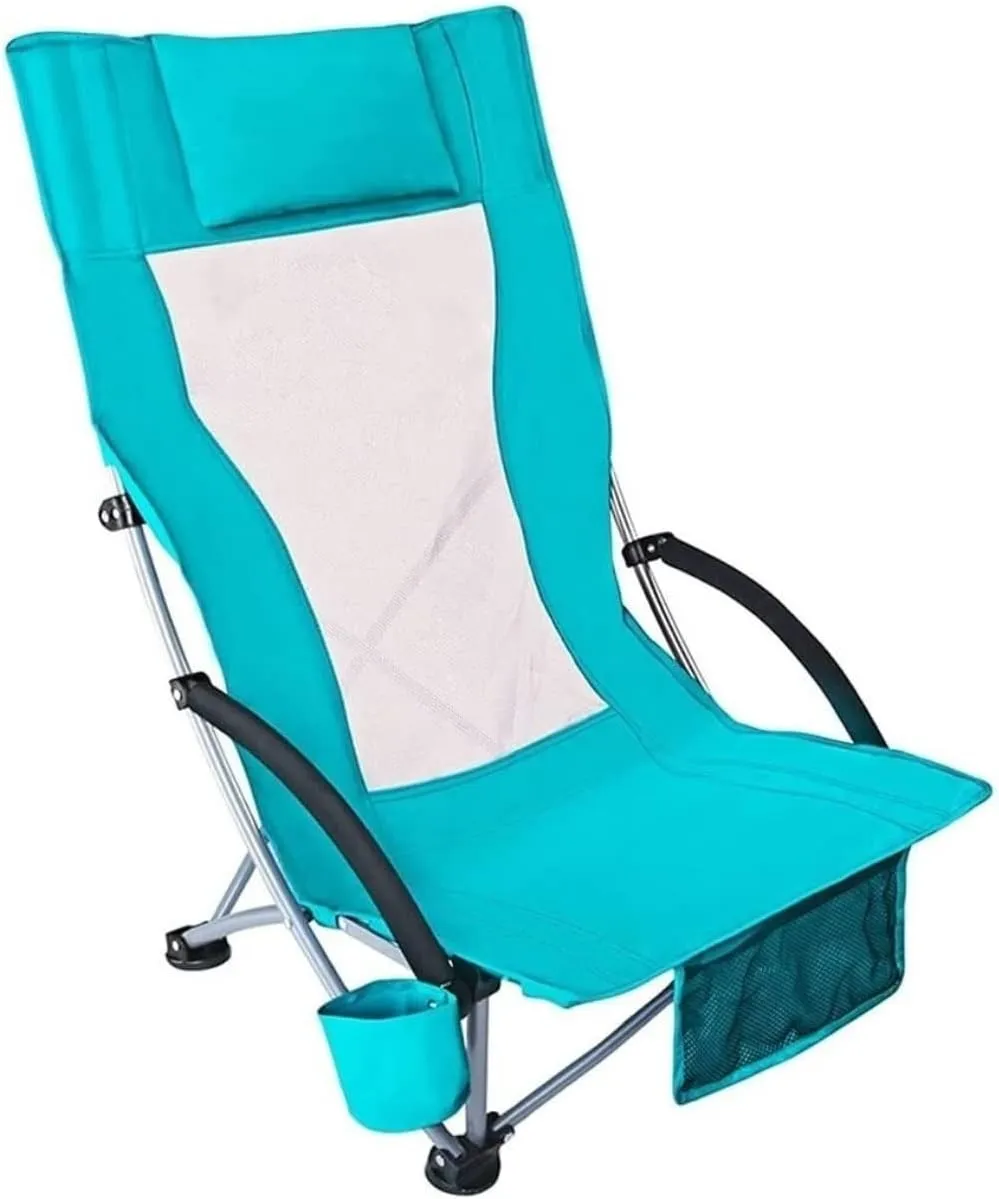 Camping Chair Fishing Chair Folding Chairs Camping High-Backed Armchair Padded Deck Chair Portable Beach Chair Folding Chair Ergonomics Breathable Comfortable with Headrest Lawn Chairs Outside (Color
