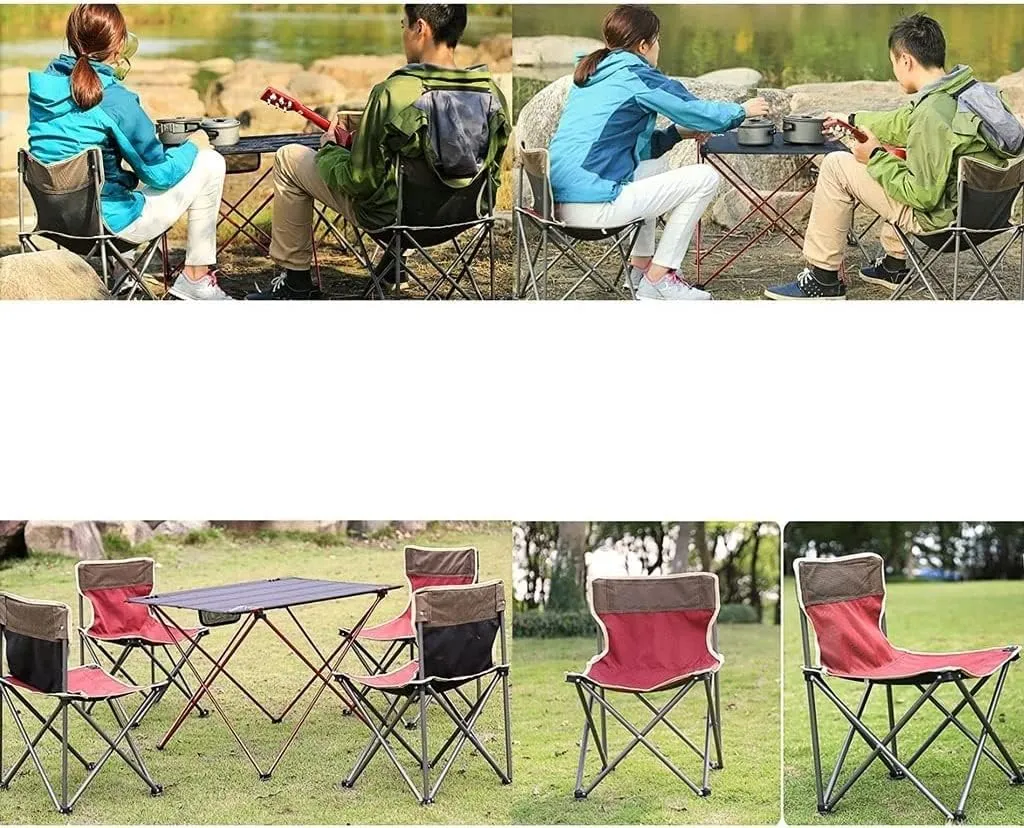 Camping Chair Padded Camping Chairs Outdoor Folding Chair Lightweight Portable Fishing Stool Beach Chair Folding Chair (Rosso One Size)