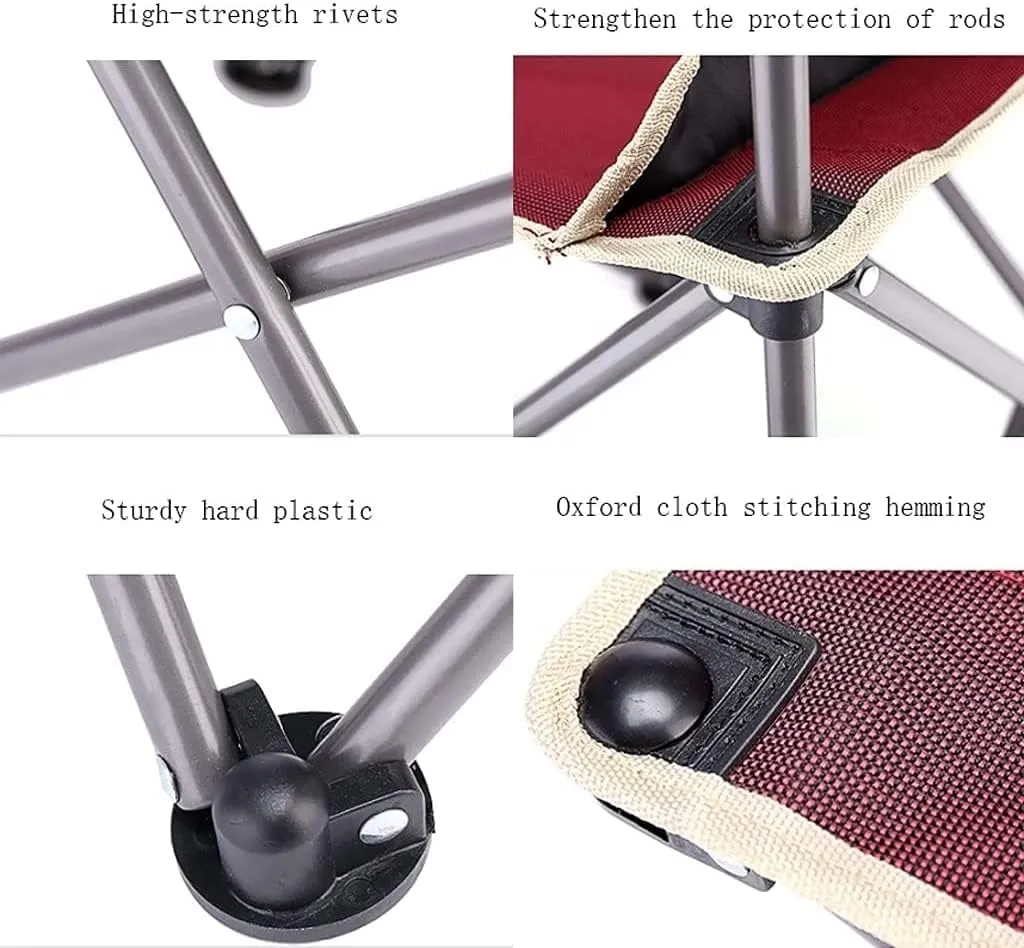 Camping Chair Padded Camping Chairs Outdoor Folding Chair Lightweight Portable Fishing Stool Beach Chair Folding Chair (Rosso One Size)