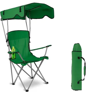 Camping Chair with Canopy, Outdoor Folding Canopy Chair with Shade & Cup Holder for Outdoor Sports, Portable Lawn Chairs for Camping Beach Tailgates Fishing, Support 330 LBS