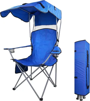 Camping Chair,Oversized Folding Chair with Awning,Portable Outdoor Chair with Armrests,Cup Holder and Carrying Bag