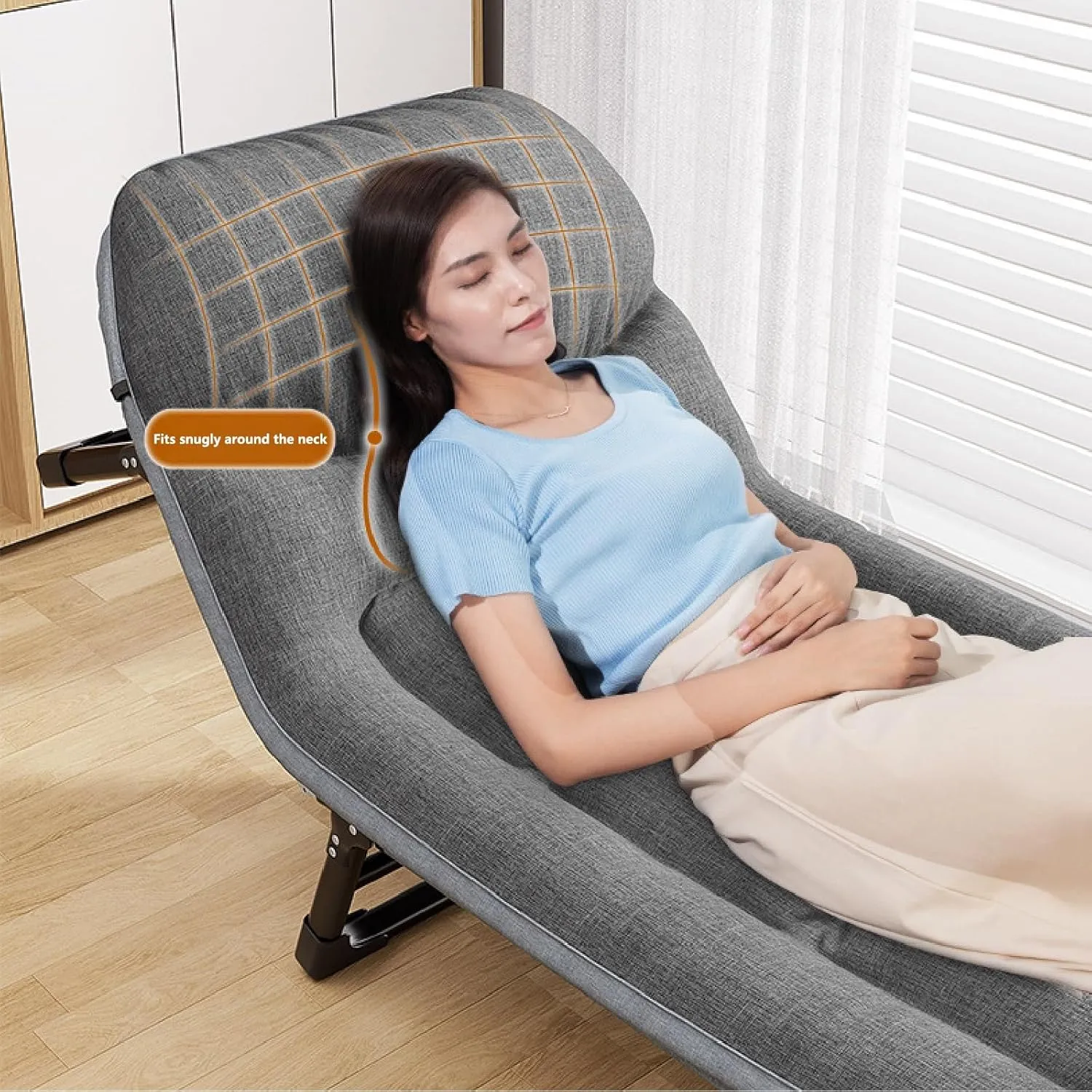 Camping Cots for Adults 8-Leg Support, 4D Breathable Mesh, High-Resilience Cotton Padding, Multi-Position Adjustable, Portable Folding Bed for Office Nap, Outdoor and Indoor U