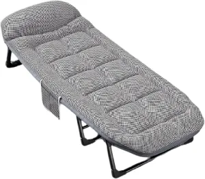 Camping Cots for Adults 8-Leg Support, 4D Breathable Mesh, High-Resilience Cotton Padding, Multi-Position Adjustable, Portable Folding Bed for Office Nap, Outdoor and Indoor U