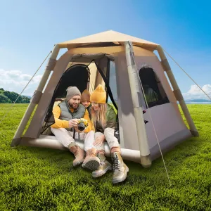 Camping Inflatable Tent, 2-4 People Inflatable Tent for Camping,Blow Up Tent with Pump,4 Season Glamping Tent Air Tent, Easy Setup Inflatable Tent House,Blow up Camping Tent,Air Tent Camping