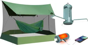 Camping Lights   Tarp, Rechargeable 10000mAh LED Lantern with 5 Modes, 18x11 FT Screen House with Mosquito Net for Picnic