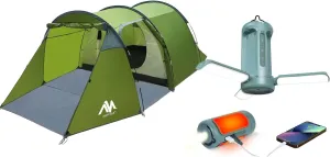 Camping Lights   Tunnel Tent, Foldable Rechargeable Camping Lantern with 5 Modes Lighting, 3-4 Person Tent with Footprint for Bikepacking