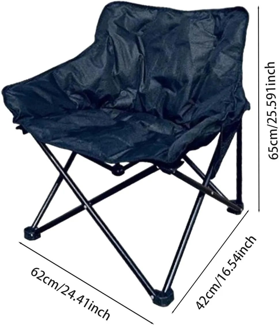 Camping Padded Chair Moon Chair Accessories Back Support Stool Lazy Sofa Folded Seat Padded Cushion for Garden Picnic Adults, Black