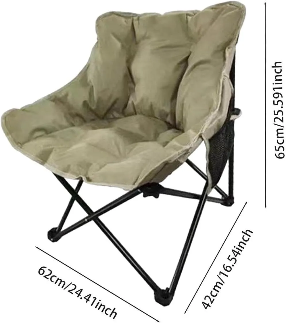 Camping Padded Chair Padded Cushion Lazy Sofa Portable Fishing Lounge Chair Foldable Seat for Patio Outdoor Sports Adults Foldable Outdoor seat for Camping Ergonomic Camp seat Canvas Camping