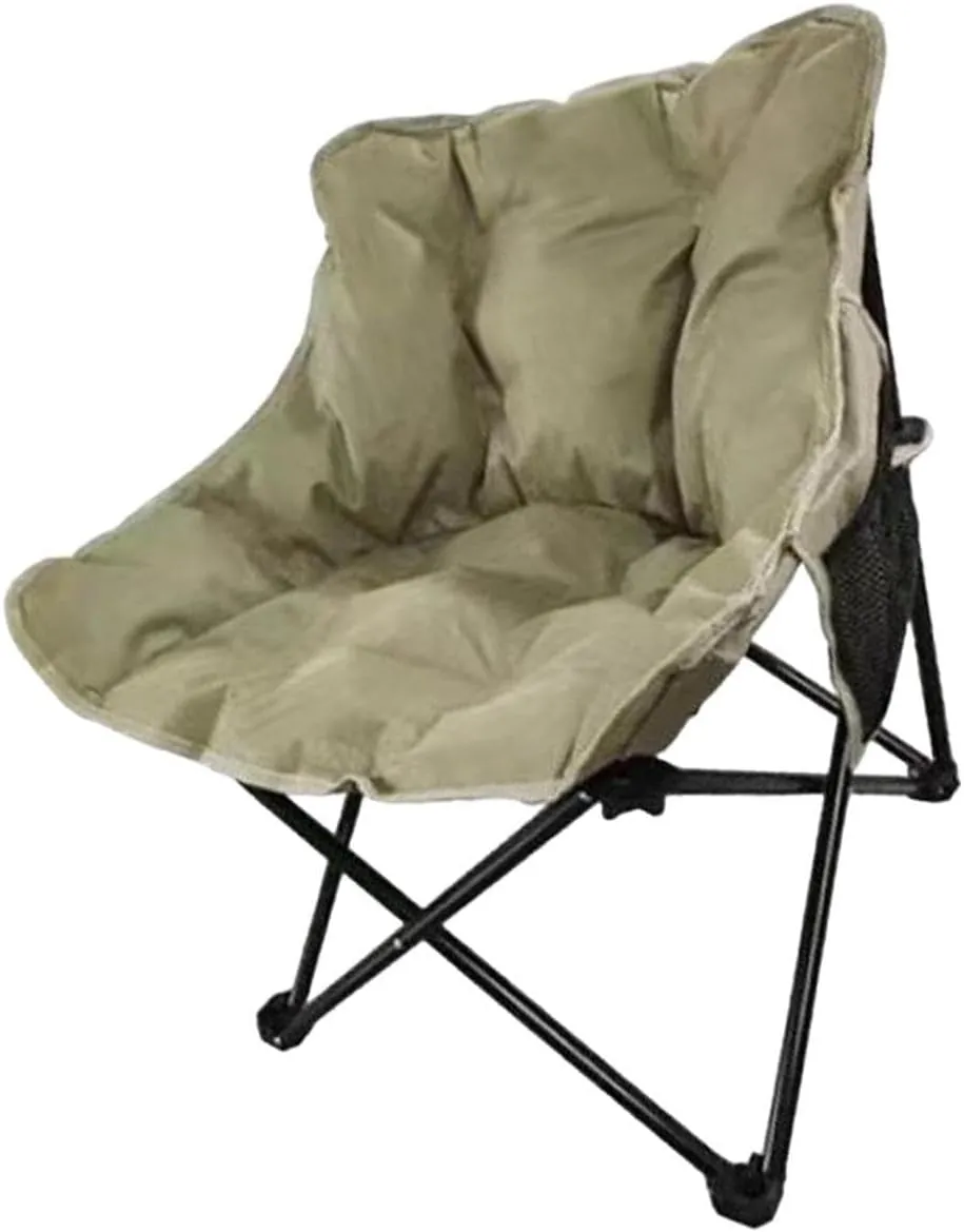 Camping Padded Chair Padded Cushion Lazy Sofa Portable Fishing Lounge Chair Foldable Seat for Patio Outdoor Sports Adults Foldable Outdoor seat for Camping Ergonomic Camp seat Canvas Camping