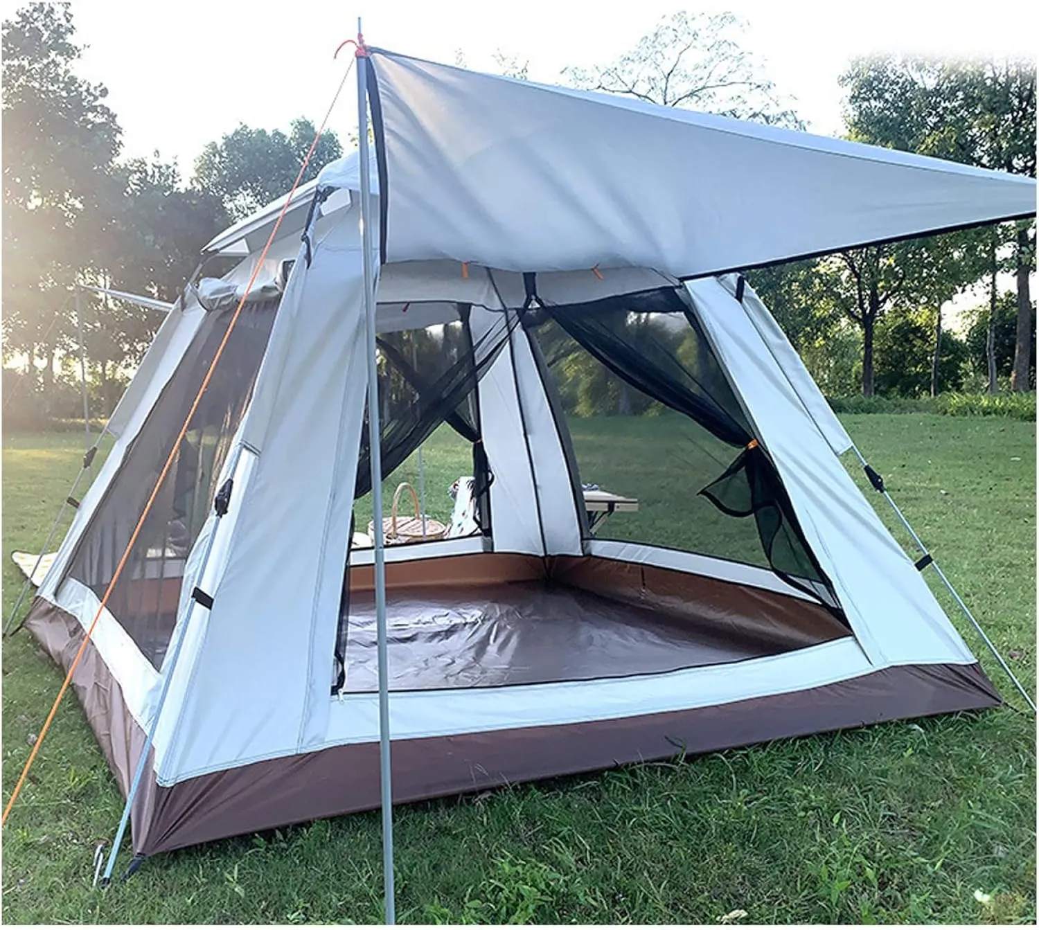 Camping Pod 4 People Three Seconds to Open, Family Camping Tent Light and Stable Ramble Tent for Family Camping,Hiking Party
