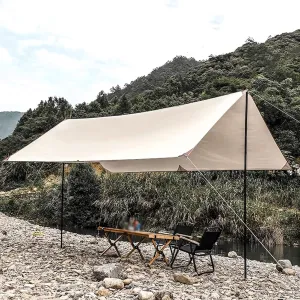 Camping Shelter, Camping Tarp with Poles, Waterproof Sun Shelter for Picnics, Beach Trips, Shading Rate Up to 90%