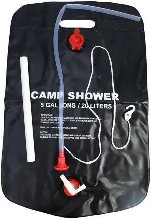 Camping Shower, 5gallons/20liters Camping Shower Bag PVC Balck Solar Shower Bag Durable Portable Shower for Camping Outdoor Travel Hiking
