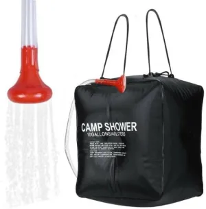 Camping Shower Bag, Camp Shower Bag, Durable, Leak-Proof Design with Thermometer, Removable Hose, and On-Off Switchable Shower Head, Portable Solar Shower for Camping