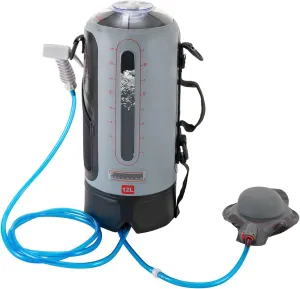 Camping Shower, Portable Pressure Camp Shower, 12L/3gallon Solar Shower with Detachable Shoulder Strap, Storage Bag, Air Pump, Hose with Showerhead Portable Camp Shower for Trips, Outdoor Picnics