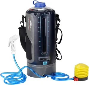 Camping Shower Pressure Shower 12L Portable Shower for Camping Pressure Foot Pump and Nozzle Solar Camping Shower Bag with Foot Pump and Sprayer Solar Camp Shower Kit