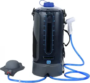 Camping Shower Solar Shower Bag Portable Shower for Camping, 3.17 Gallons/12 Liters Large Capacity, You Can Take a Shower by Stepping on the Balloon to Pressurize It, A Must for Camping in the Wild