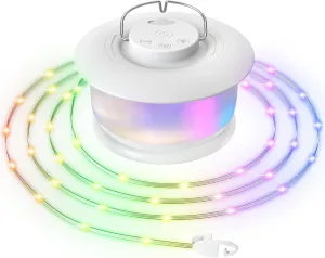 Camping String Lights – 33FT RGB Retractable Light with 19 Lighting Modes, Quick 20s Recovery, Waterproof, 3-in-1 Quick Storage, Rechargeable Tent Lights for Camping, Hiking, Yard, Travel,Holiday Gift